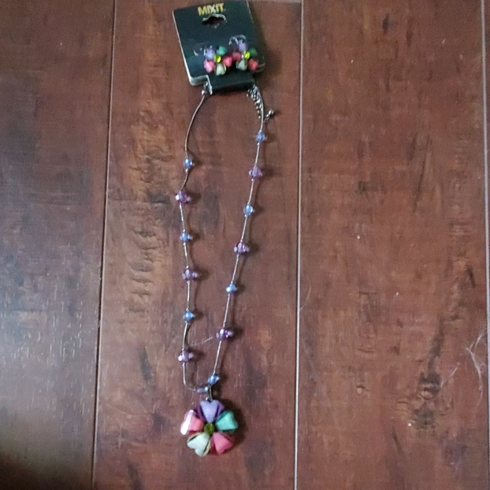 Mixit flower necklace with matching earrings,  NWT